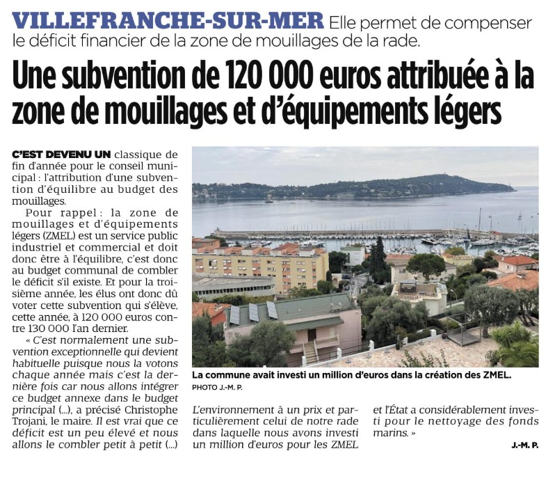 Zone de mouillage : une question de transparence budgétaire